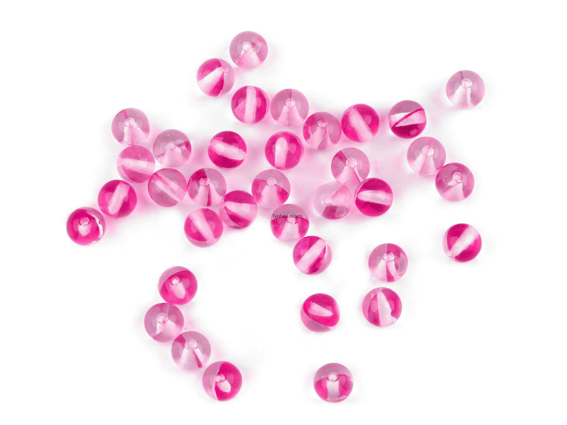 Skleněné korálky s AB efektem Ø6 mm pink