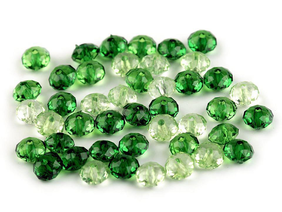 Plastové korálky broušené slavík 6x8 mm zelená